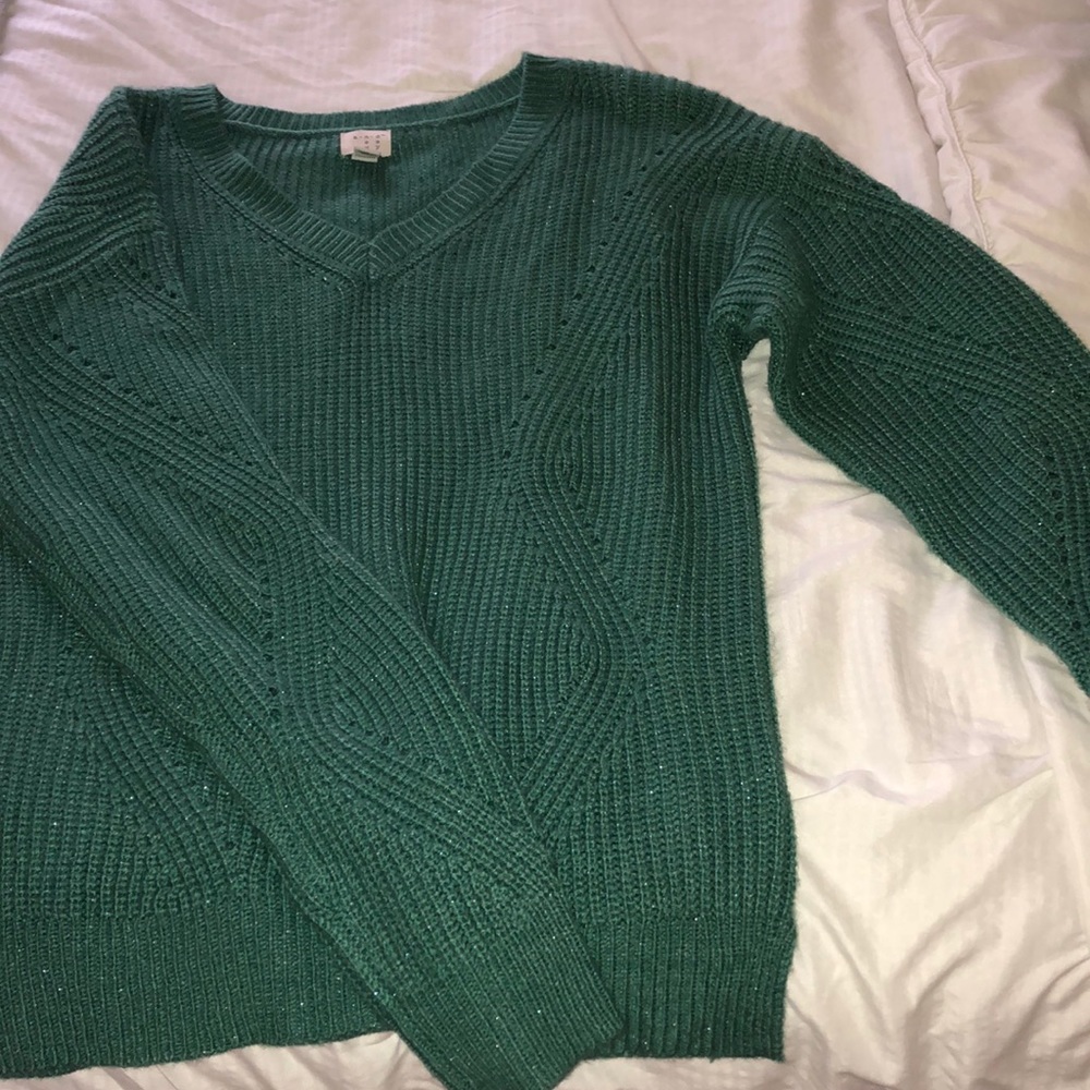 VERY CUTE GREEN SWEATER. ALMOST BRAND NEW.